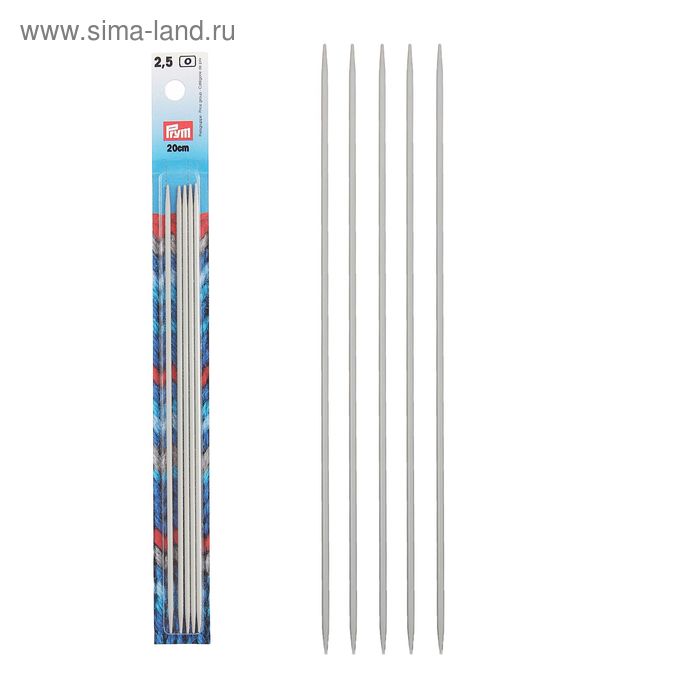 Спицы для вязания, чулочные, тефлоновое покрытие, d=2,5мм, 20см, 5шт - Фото 1