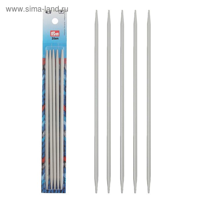 Спицы для вязания, чулочные, тефлоновое покрытие, d=4,5мм, 20см, 5шт - Фото 1