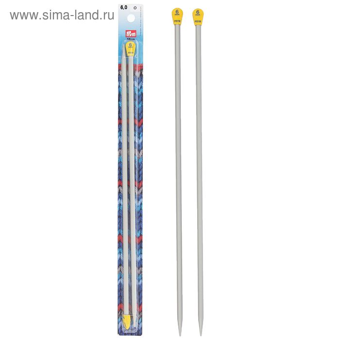 Спицы для вязания, прямые, наконечник, тефлоновое покрытие, d=6мм, 35см, 2шт - Фото 1