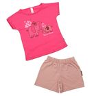 Пижама для девочки (футболка, шорты), рост 146-152 см (38), цвет розовый/принт (арт. 382Б-161) - Фото 1