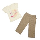 Пижама для девочки (футболка, брюки), рост 110-116 см (32), цвет коричневый/принт (арт. 357Б-182) - Фото 1