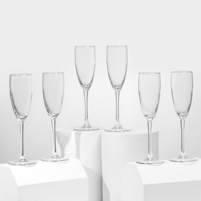 Набор стеклянных бокалов для шампанского «Эталон», 170 мл, 6 шт - фото 1908269615