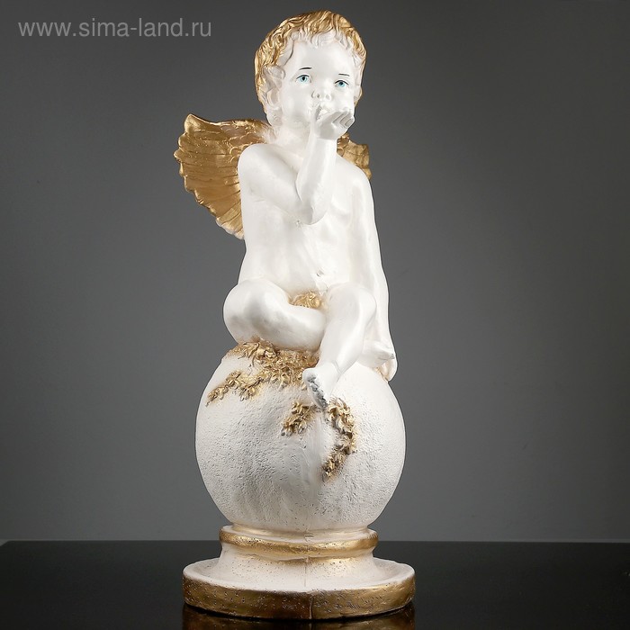 Фигура "Ангел на шаре" белый/золото 36х24х72см - Фото 1