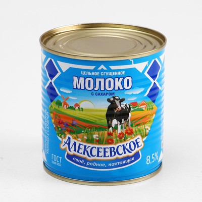 Молоко сгущенное "Алексеевское", 8,5% , жестяная банка, 380 г
