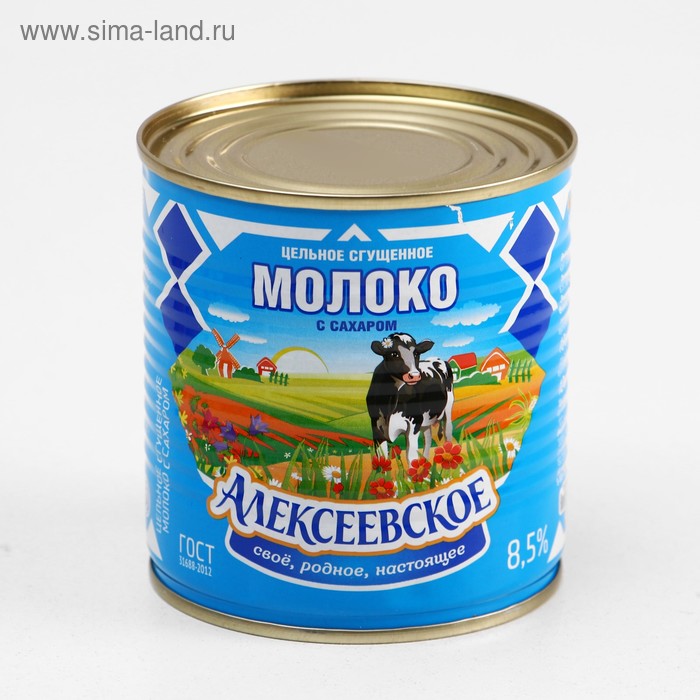Молоко сгущенное "Алексеевское", 8,5% , жестяная банка, 380 г - Фото 1