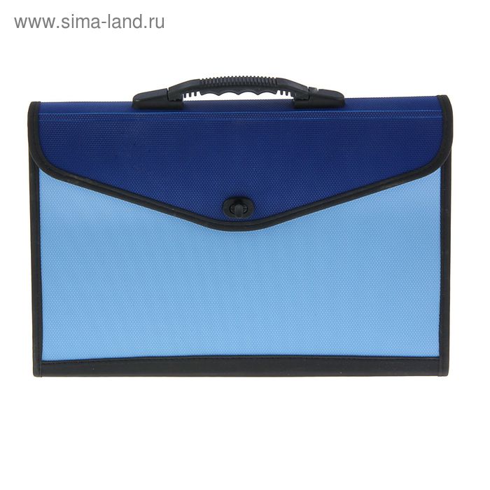 Папка-портфель A4 13 отделений Lamark, морозоустойчивый пластик, усиленная ручка, с текстильной окантовкой, синий/голубой - Фото 1