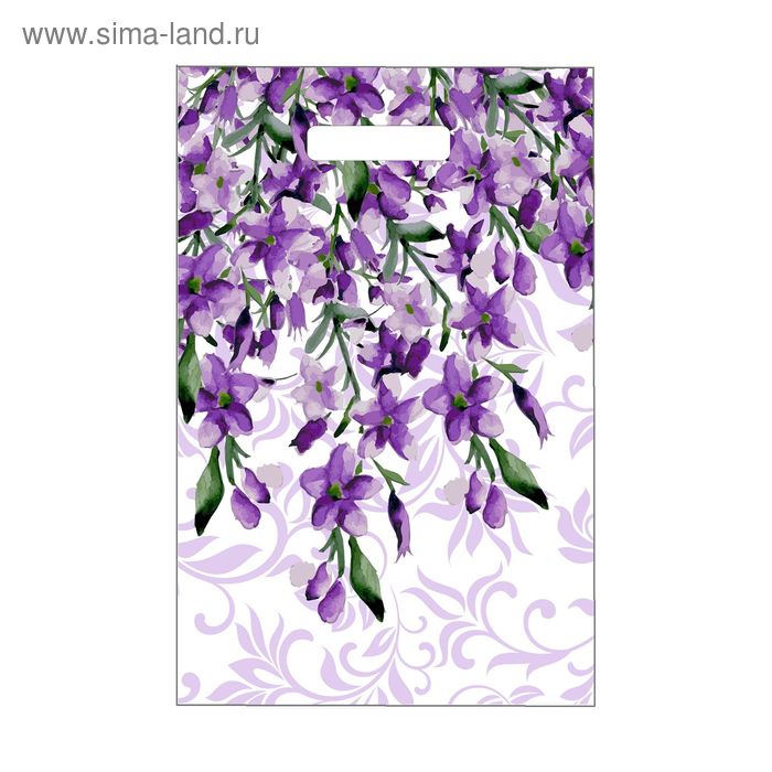 Пакет "Фиалковая акварель", полиэтиленовый с вырубной ручкой, 30х20 см, 30 мкм - Фото 1
