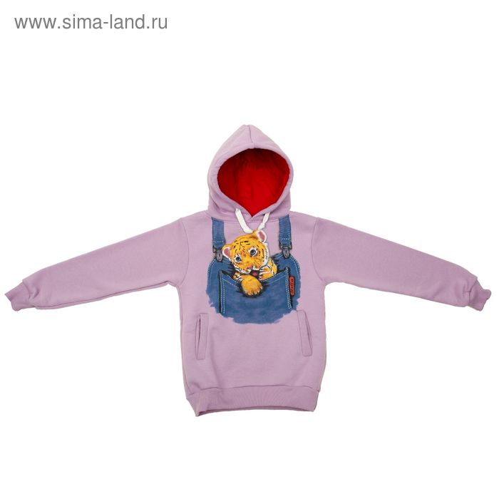 Толстовка для девочки «Тигрёнок в кармане», цвет фиолетовый, рост 110-116 (5 лет) - Фото 1