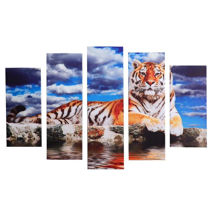 Картина модульная на подрамнике «Тигр», 115×80 см: 80×23; 2-70×23; 2-53×23 - Фото 1