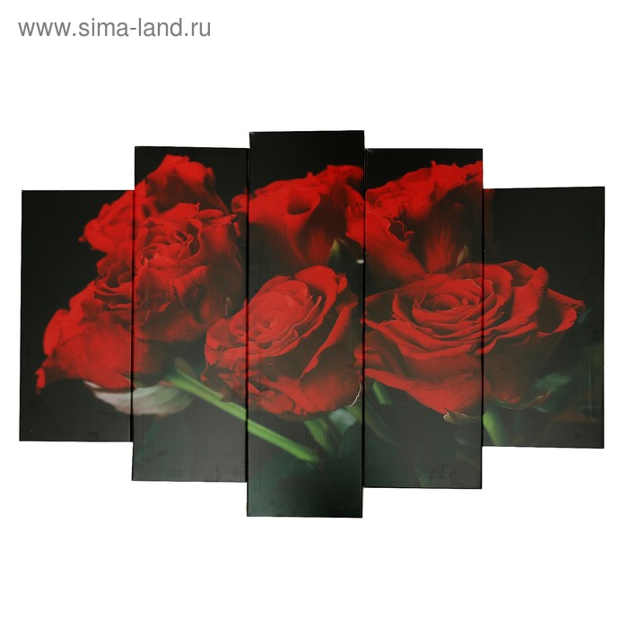 Картина модульная на подрамнике "Красные розы" 120х80 см (2-24х53, 2-24х70, 1-24х80) - Фото 1