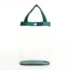 Косметичка на кнопке, с ручками, цвет зелёный/прозрачный - Фото 3