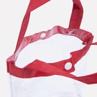 Косметичка на кнопке, с ручками, цвет красный/прозрачный - Фото 4