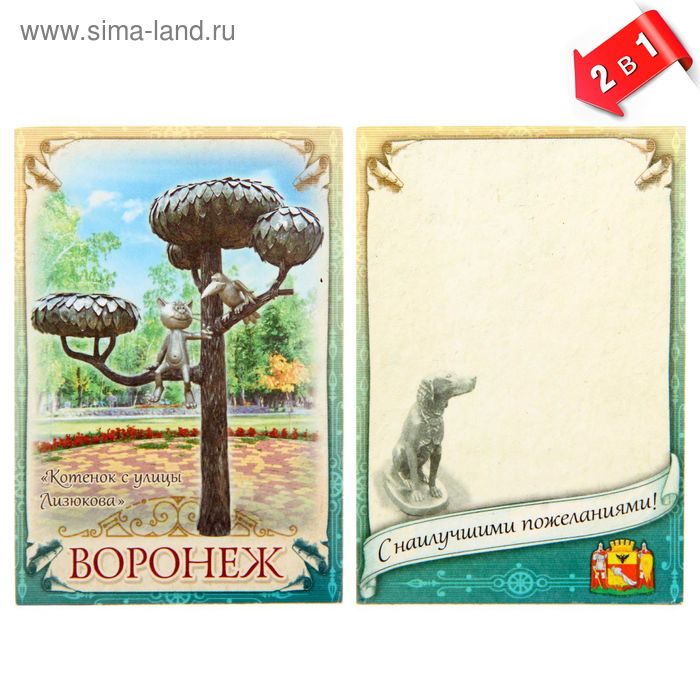 Магнит-открытка двусторонний «Воронеж» - Фото 1