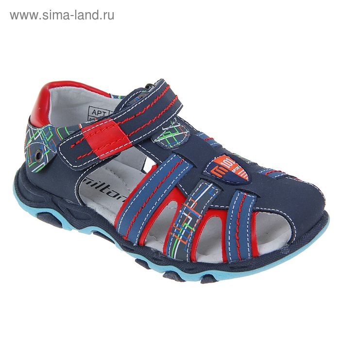 Туфли летние открытые дошкольные, цвет синий, размер 29 (арт. SB-24004) - Фото 1