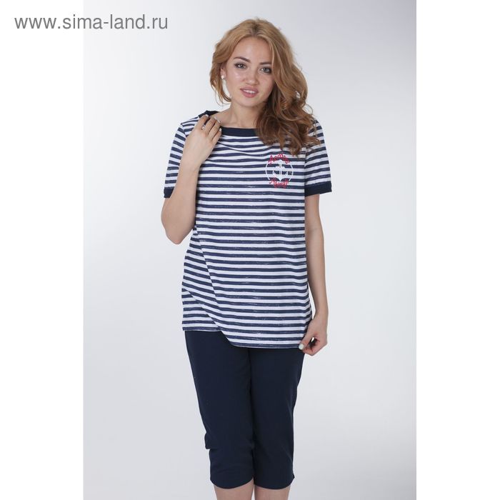 Комплект женский (футболка, капри), цвет синий, рост 170-176 см, размер 48 (арт. Р608123) - Фото 1