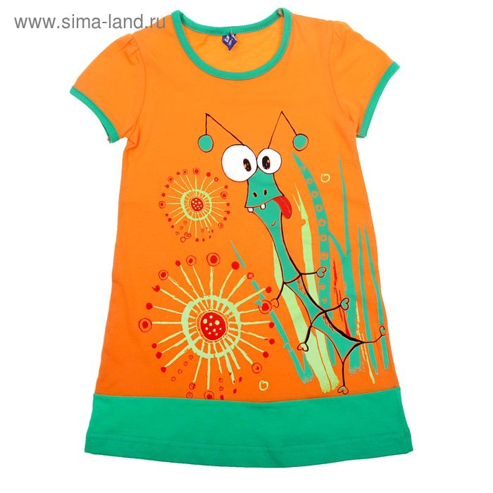 Платье для девочки "Травы", рост 110-116 см (30), цвет оранжевый, принт МИКС (арт. Р707714) - Фото 1