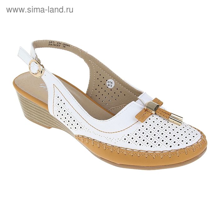 Туфли открытые женские, цвет белый, высота каблука 5 см, размер 38 (арт. SW-24086) - Фото 1