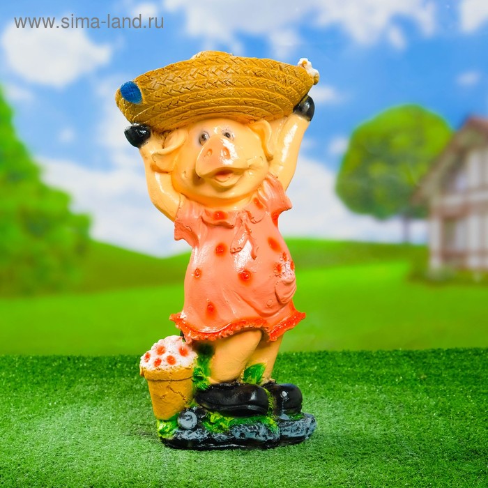 Садовая фигура "Свинка-поилка" 41см - Фото 1