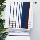 Полотенце махровое банное BERLIN Streifen, размер 70х140 см, 470 г/м2, цвет белый/синий/серый - Фото 1