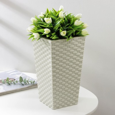 Кашпо для цветов со вставкой IDEA «Ротанг», 4.2 л, вставка 1.5 л, пластик, белое