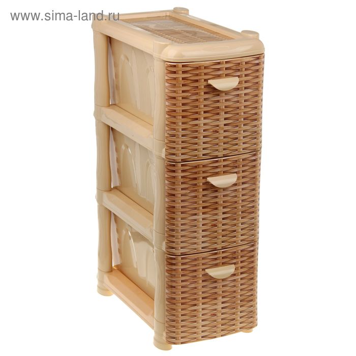 Комод узкий 3-х секционный «Альт Деко», цвет бежевый - Фото 1