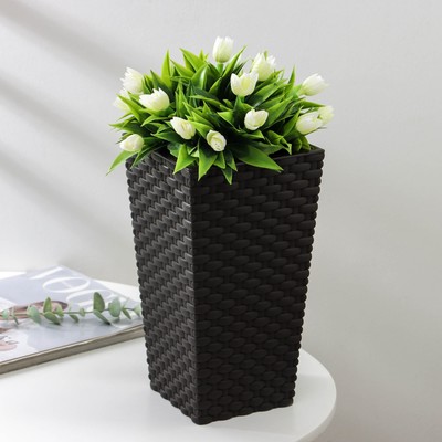 Кашпо для цветов со вставкой IDEA «Ротанг», 4.2 л, вставка 1.5 л, пластик, коричневое