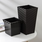 Кашпо для цветов со вставкой IDEA «Ротанг», 4.2 л, вставка 1.5 л, пластик, коричневое - Фото 3