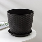 Горшок для цветов с поддоном «Ротанг», 4.7 л, d=15 см, h=14 см, пластиковый, коричневый - Фото 7