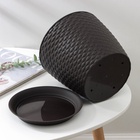 Горшок для цветов с поддоном «Ротанг», 4.7 л, d=15 см, h=14 см, пластиковый, коричневый  (артикул 1380148)  большой выбор товаров оптом и в розницу по низким ценам с доставкой