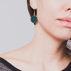 Серьги пластик «Натурель фэшн» круг цвет изумрудный в золоте - Фото 1