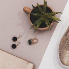 Серьги пластик «Натурель фэшн» круг цвет изумрудный в золоте - Фото 3