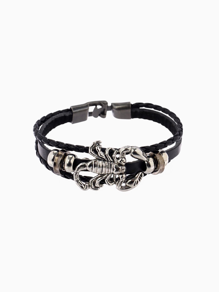 Браслет унисекс «Скорпион», чёрный с чернёным серебром, бусины микс, 20 см - Фото 1