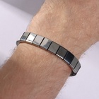 Браслет унисекс «Стиль» прямоугольники, цвет чёрный с серебром, 21 см - Фото 1