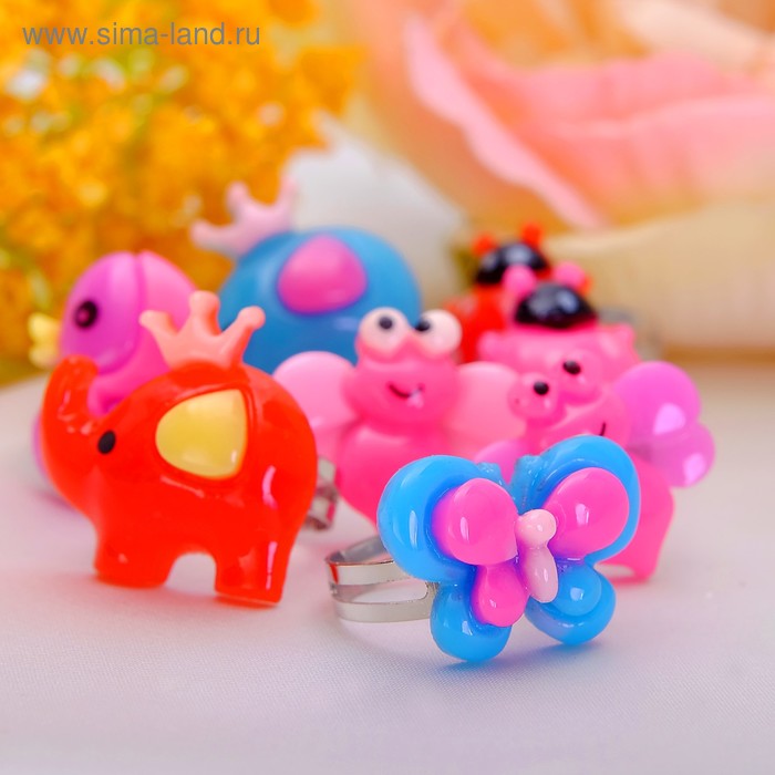 Кольцо «Выбражулька» зверушки, безразмерное, форма МИКС, МИКС - Фото 1