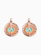 Серьги со стразами «Эдель» круг, цвет изумрудный в розовом золоте - Фото 2