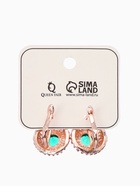 Серьги со стразами «Эдель» круг, цвет изумрудный в розовом золоте - Фото 4