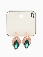 Серьги со стразами «Эдель», эллипс ажурный, цвет изумрудный в розовом золоте  (артикул 1260992)  большой выбор товаров оптом и в розницу по низким ценам с доставкой