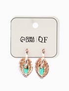 Серьги со стразами «Эдель», эллипс ажурный, цвет изумрудный в розовом золоте  (артикул 1260992)  большой выбор товаров оптом и в розницу по низким ценам с доставкой