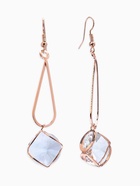 Серьги висячие со стразами «Капля с ромбом», цвет белый в розовом золоте, 7.2 см - Фото 1