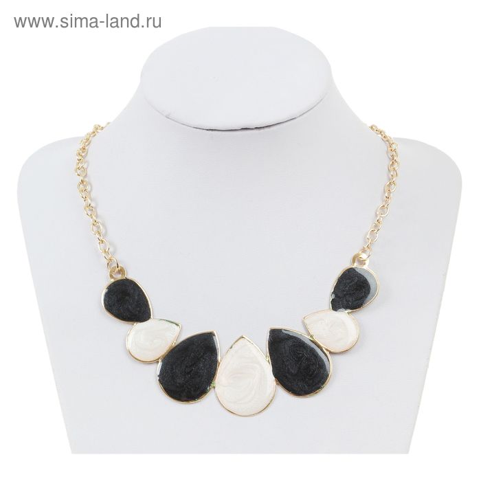 Колье «Капли» цвет чёрно-белый в золоте, 45 см - Фото 1