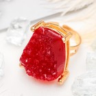 Кольцо «Натурель фэшн», прямоугольник, цвет ярко-красный в золоте, безразмерное - Фото 1