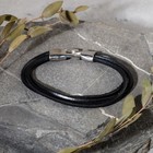 Браслет унисекс «Стиль» три ряда, цвет чёрный с серебром, 20,5 см (комплект 2 шт) - фото 24494071