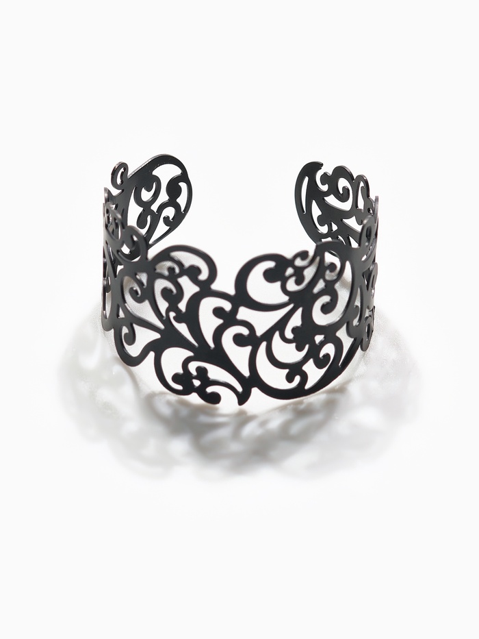 Браслет металл «Каркас» фэшн леди, узор, цвет чёрный, 6 см - Фото 1