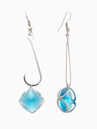 Серьги висячие со стразами «Капля с ромбом», цвет голубой в серебре, 7.2 см - Фото 1