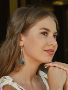 Серьги висячие со стразами «Капля с ромбом», цвет голубой в серебре, 7.2 см - Фото 2