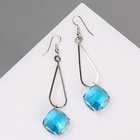 Серьги висячие со стразами «Капля с ромбом», цвет голубой в серебре, 7.2 см - Фото 10