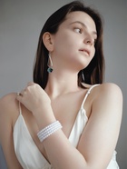 Серьги висячие со стразами «Капля с ромбом», цвет голубой в серебре, 7.2 см - Фото 9