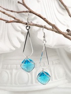 Серьги висячие со стразами «Капля с ромбом», цвет голубой в серебре, 7.2 см - Фото 7