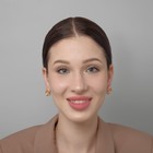 Серьги со стразами «Эдель» овал с камнем, светло-коричневые в золоте - Фото 3