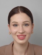 Серьги со стразами «Эдель» овал с камнем, светло-коричневые в золоте 1260989